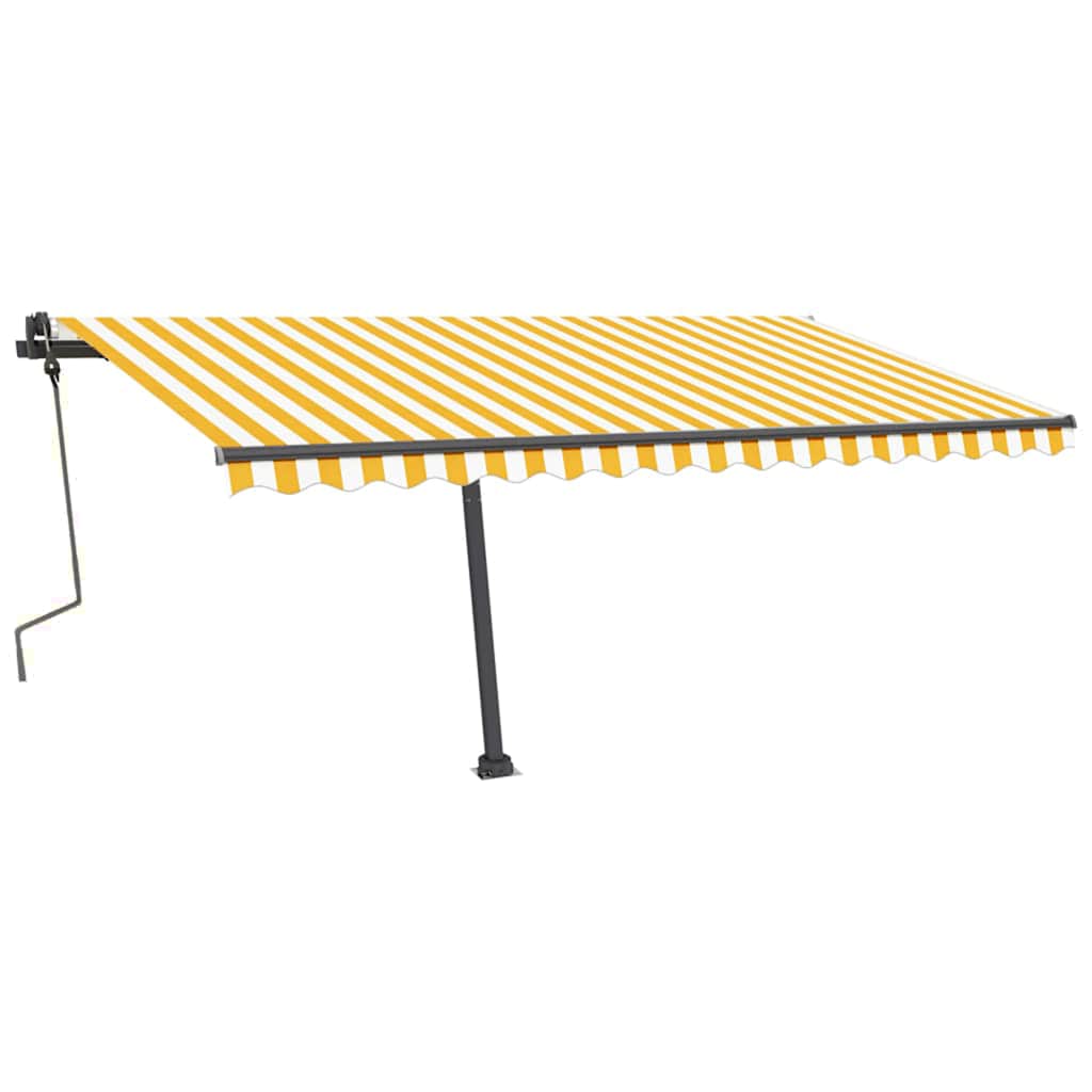 Toldo retrátil manual com LED 450x300 cm amarelo e branco