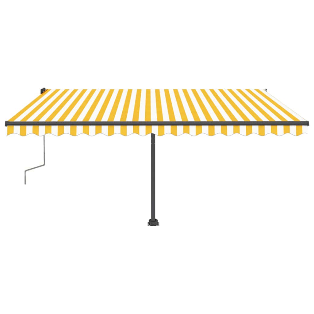 Toldo retrátil manual com LED 450x300 cm amarelo e branco