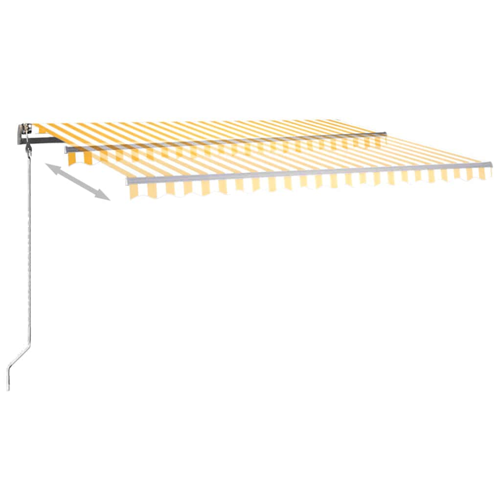 Toldo retrátil manual com LED 450x300 cm amarelo e branco