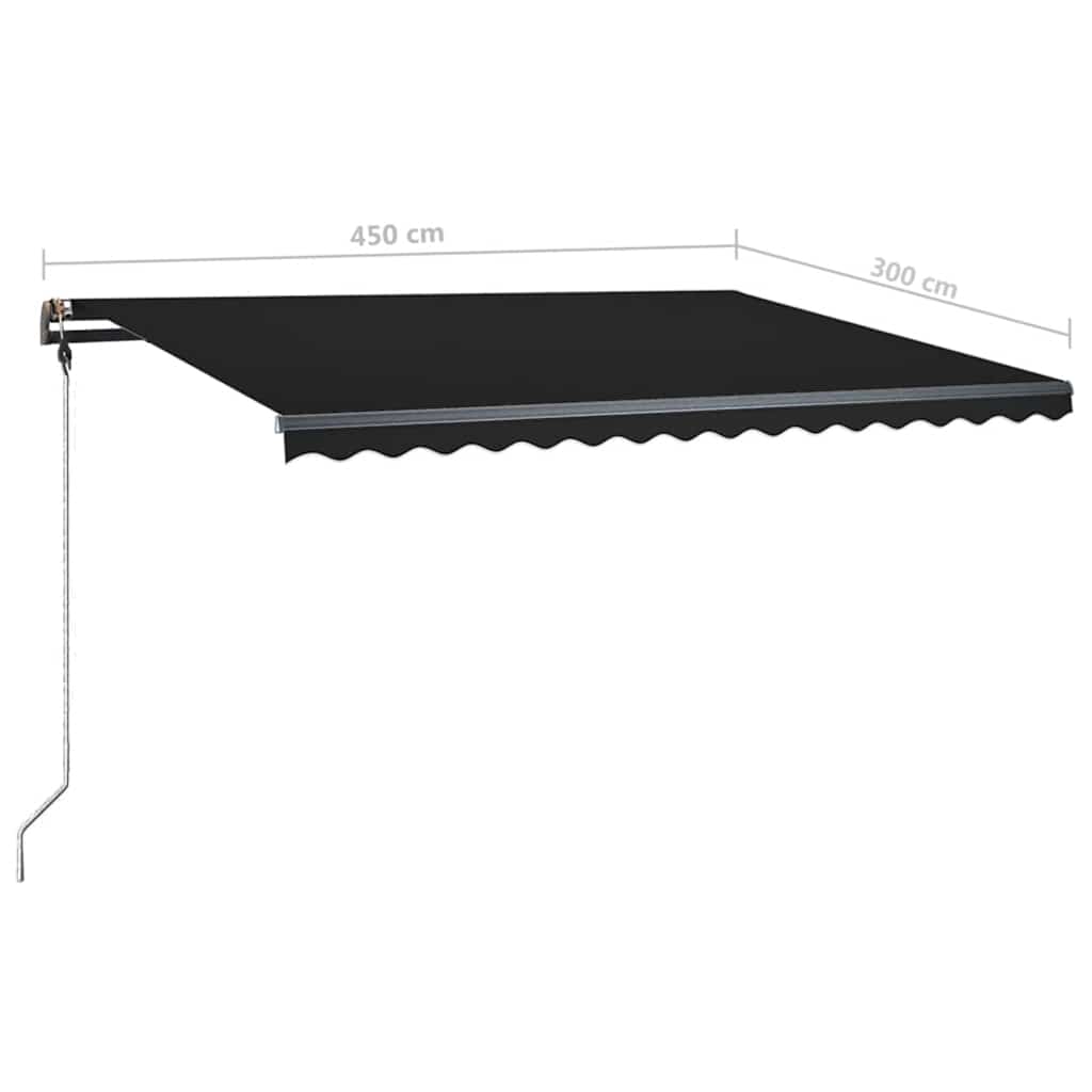 Toldo retrátil manual c/ LED 450x300 cm antracite