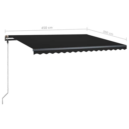 Toldo retrátil manual c/ LED 450x300 cm antracite