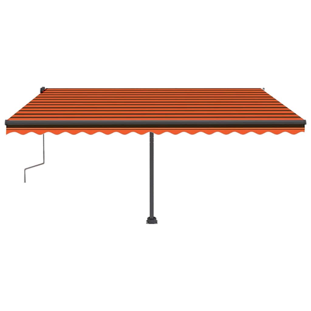 Toldo retrátil manual com LED 450x300 cm laranja e castanho