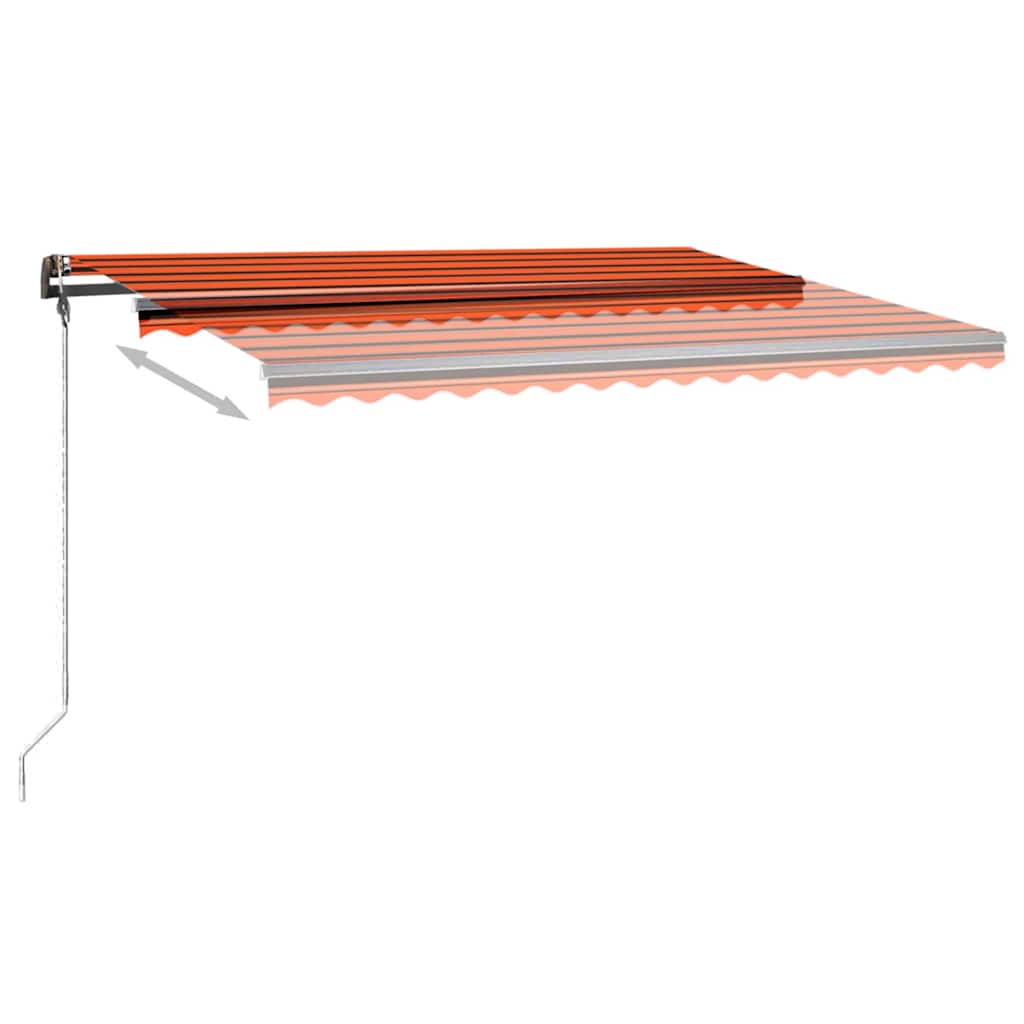Toldo retrátil manual com LED 450x300 cm laranja e castanho