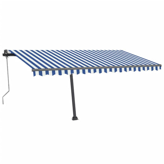 Toldo autom. c/ LED e sensor de vento 450x300 cm azul/branco