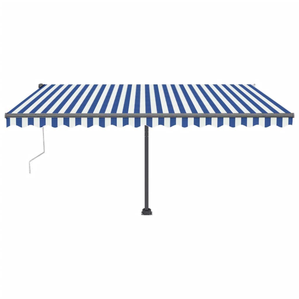 Toldo autom. c/ LED e sensor de vento 450x300 cm azul/branco
