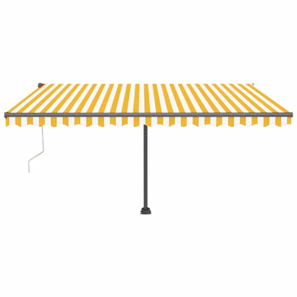 Toldo autom. LED e sensor de vento 450x300 cm amarelo/branco