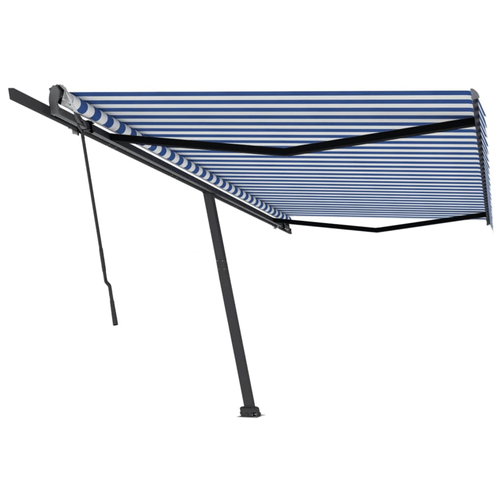 Toldo retrátil manual independente 500x300 cm azul e branco