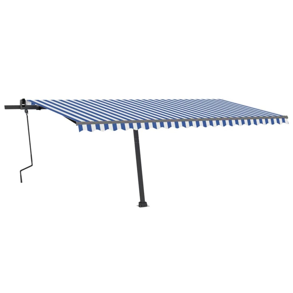 Toldo retrátil manual independente 500x300 cm azul e branco
