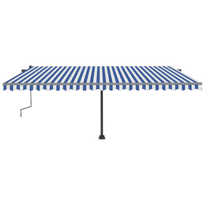 Toldo retrátil manual independente 500x300 cm azul e branco