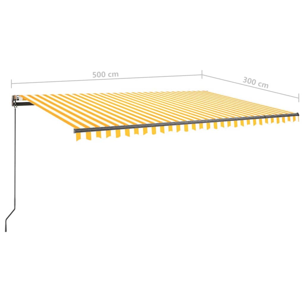 Toldo retrátil manual independente 500x300 cm amarelo e branco