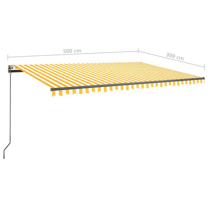 Toldo retrátil manual independente 500x300 cm amarelo e branco