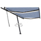 Toldo retrátil manual com LED 500x300 cm azul e branco
