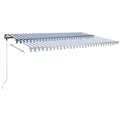 Toldo retrátil manual com LED 500x300 cm azul e branco
