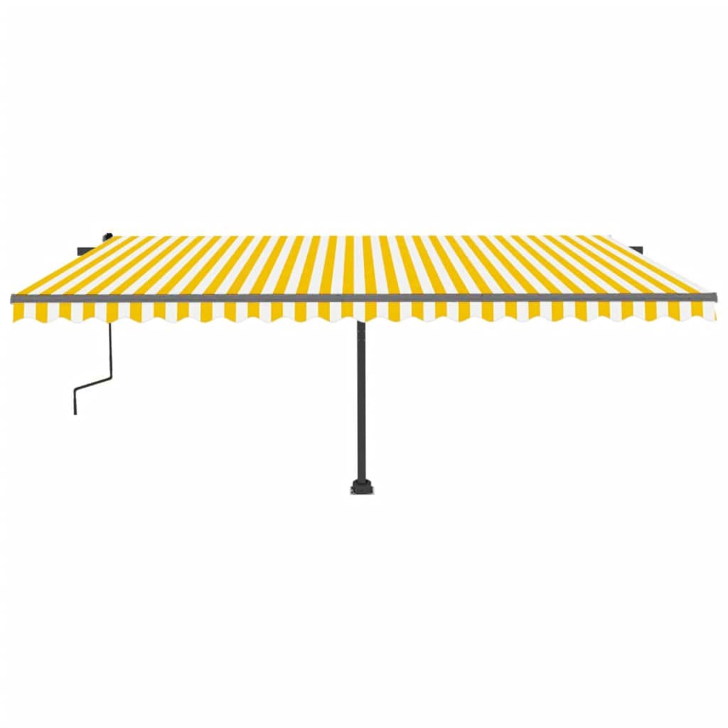 Toldo retrátil manual com LED 500x300 cm amarelo e branco