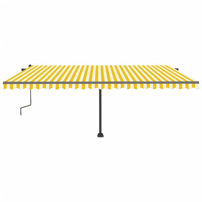 Toldo retrátil manual com LED 500x300 cm amarelo e branco