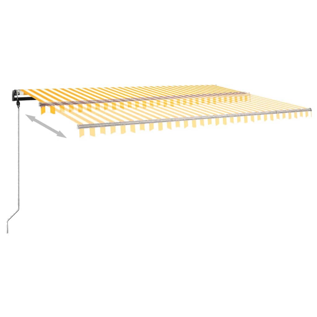Toldo retrátil manual com LED 500x300 cm amarelo e branco