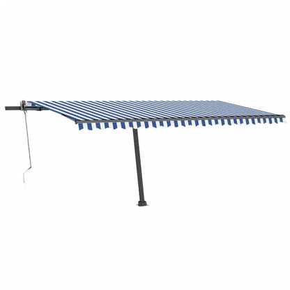 Toldo automático LED e sensor de vento 500x300 cm azul e branco