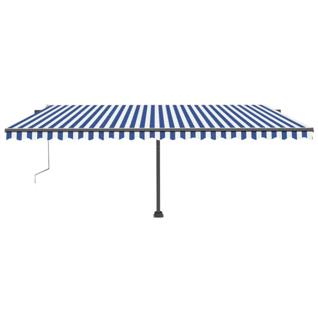 Toldo automático LED e sensor de vento 500x300 cm azul e branco