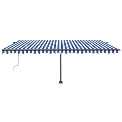 Toldo automático LED e sensor de vento 500x300 cm azul e branco