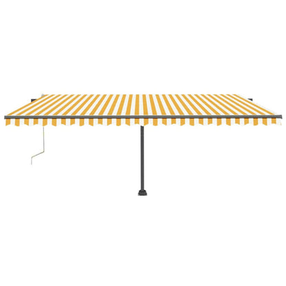 Toldo autom. LED e sensor de vento 500x300 cm amarelo/branco