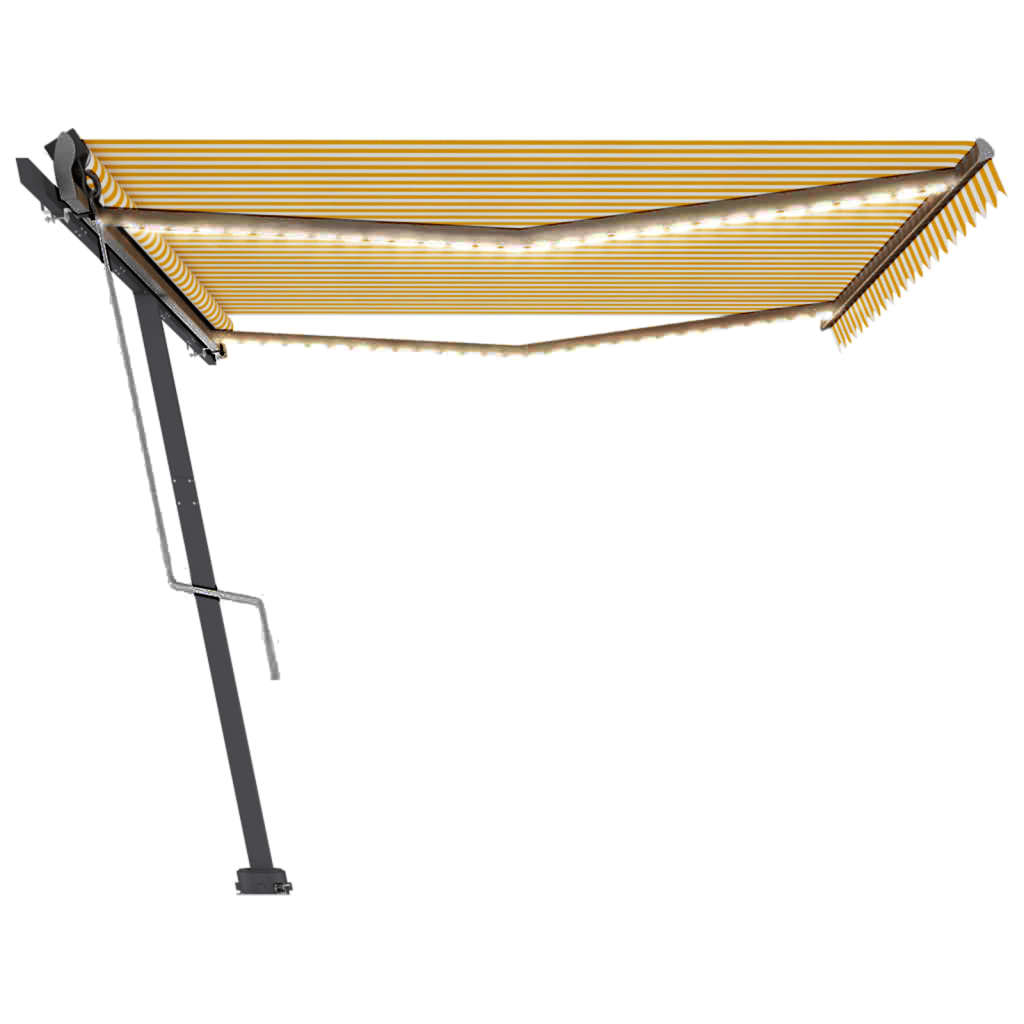 Toldo autom. LED e sensor de vento 500x300 cm amarelo/branco