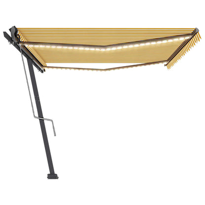 Toldo autom. LED e sensor de vento 500x300 cm amarelo/branco