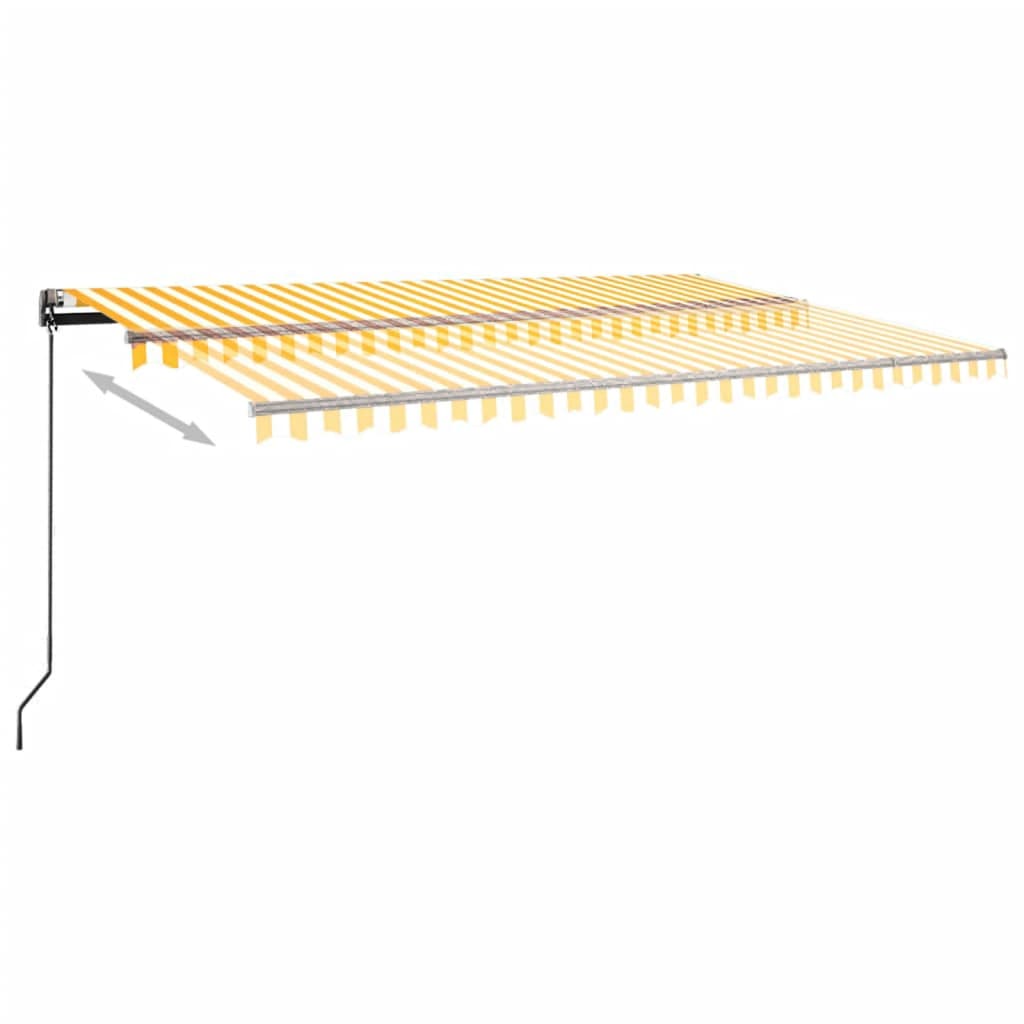 Toldo autom. LED e sensor de vento 500x300 cm amarelo/branco