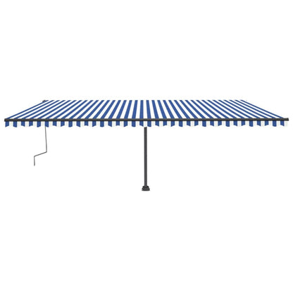 Toldo retrátil manual independente 600x300 cm azul e branco