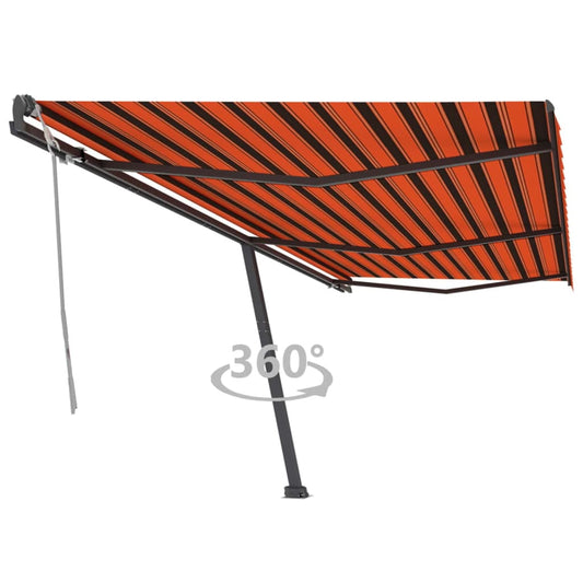 Toldo retrátil manual independente 600x300cm laranja e castanho