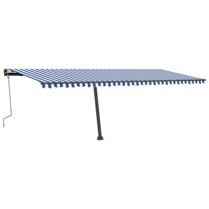 Toldo retrátil manual com LED 600x300 cm azul e branco