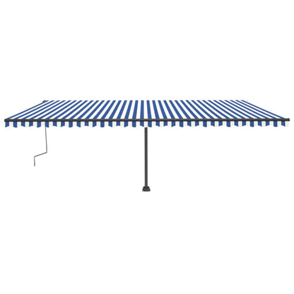Toldo retrátil manual com LED 600x300 cm azul e branco