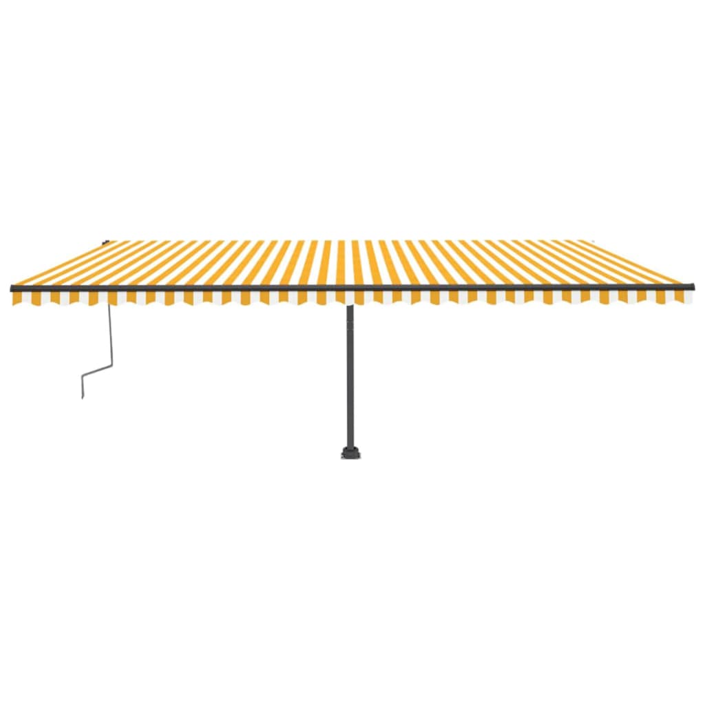 Toldo retrátil manual com LED 600x300 cm amarelo e branco