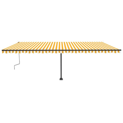 Toldo retrátil manual com LED 600x300 cm amarelo e branco