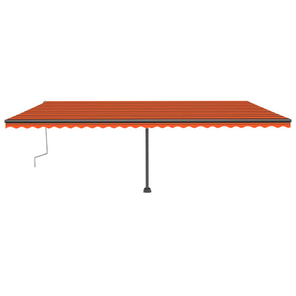 Toldo retrátil manual com LED 600x300 cm laranja e castanho