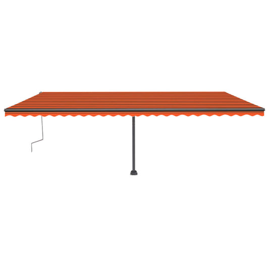 Toldo retrátil manual com LED 600x300 cm laranja e castanho