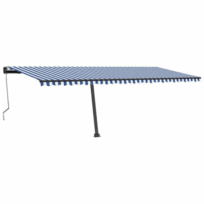 Toldo automático LED e sensor de vento 600x300 cm azul e branco
