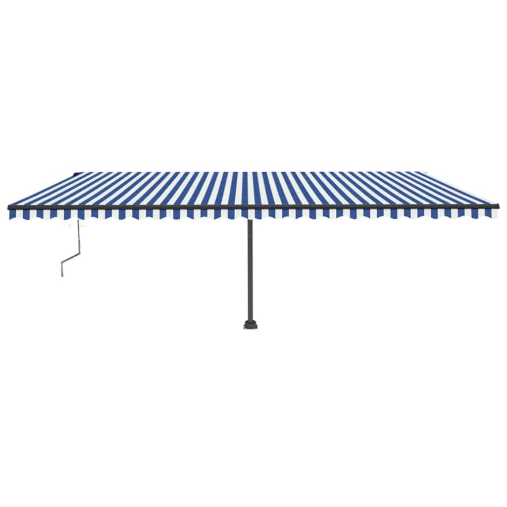 Toldo automático LED e sensor de vento 600x300 cm azul e branco