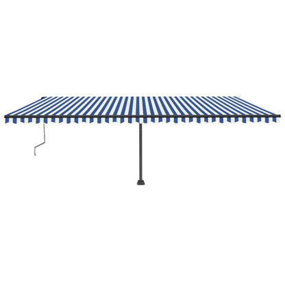 Toldo automático LED e sensor de vento 600x300 cm azul e branco