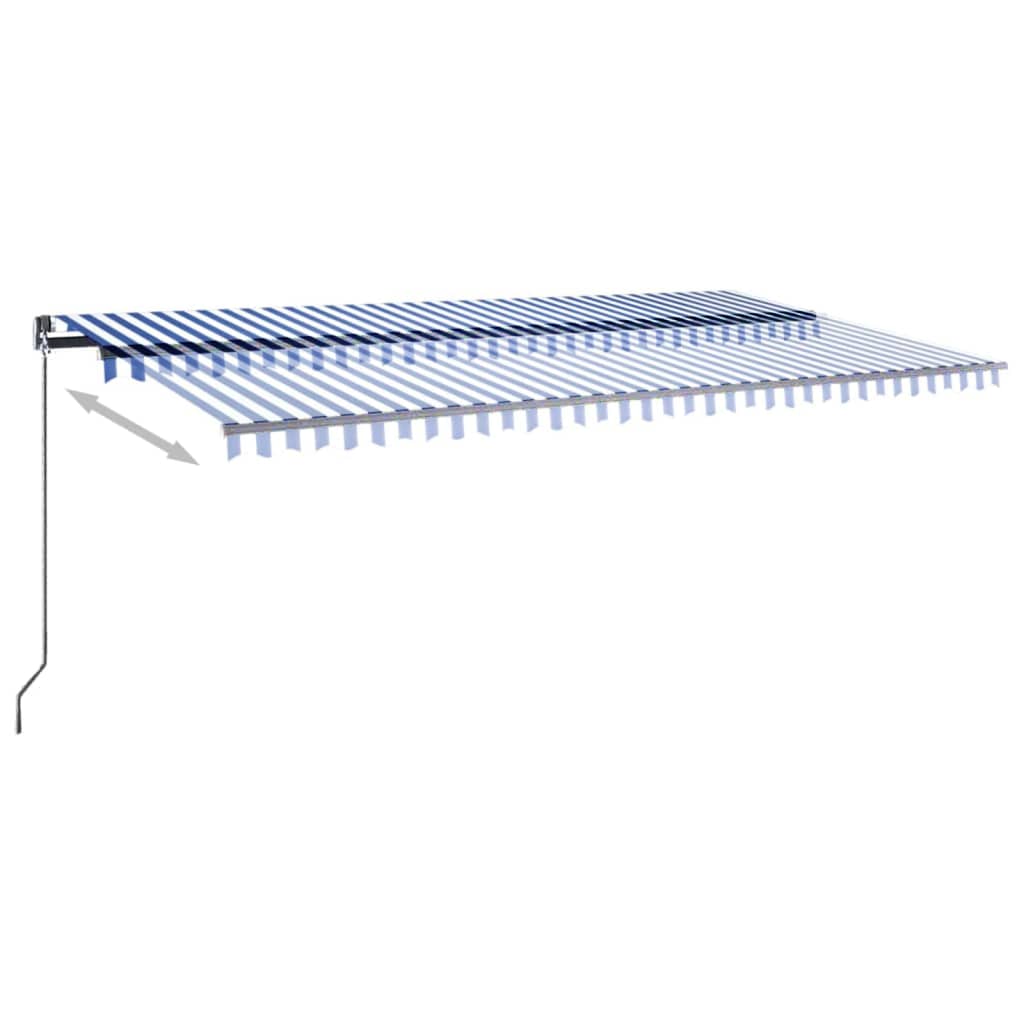 Toldo automático LED e sensor de vento 600x300 cm azul e branco