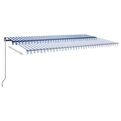 Toldo automático LED e sensor de vento 600x300 cm azul e branco