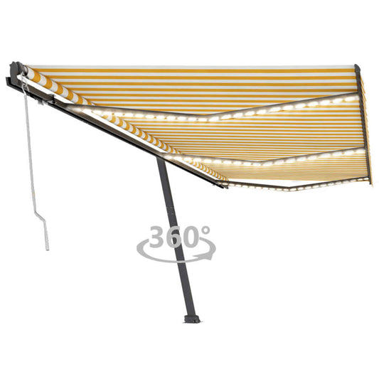 Toldo automático LED e sensor de vento 600x300cm amarelo/branco