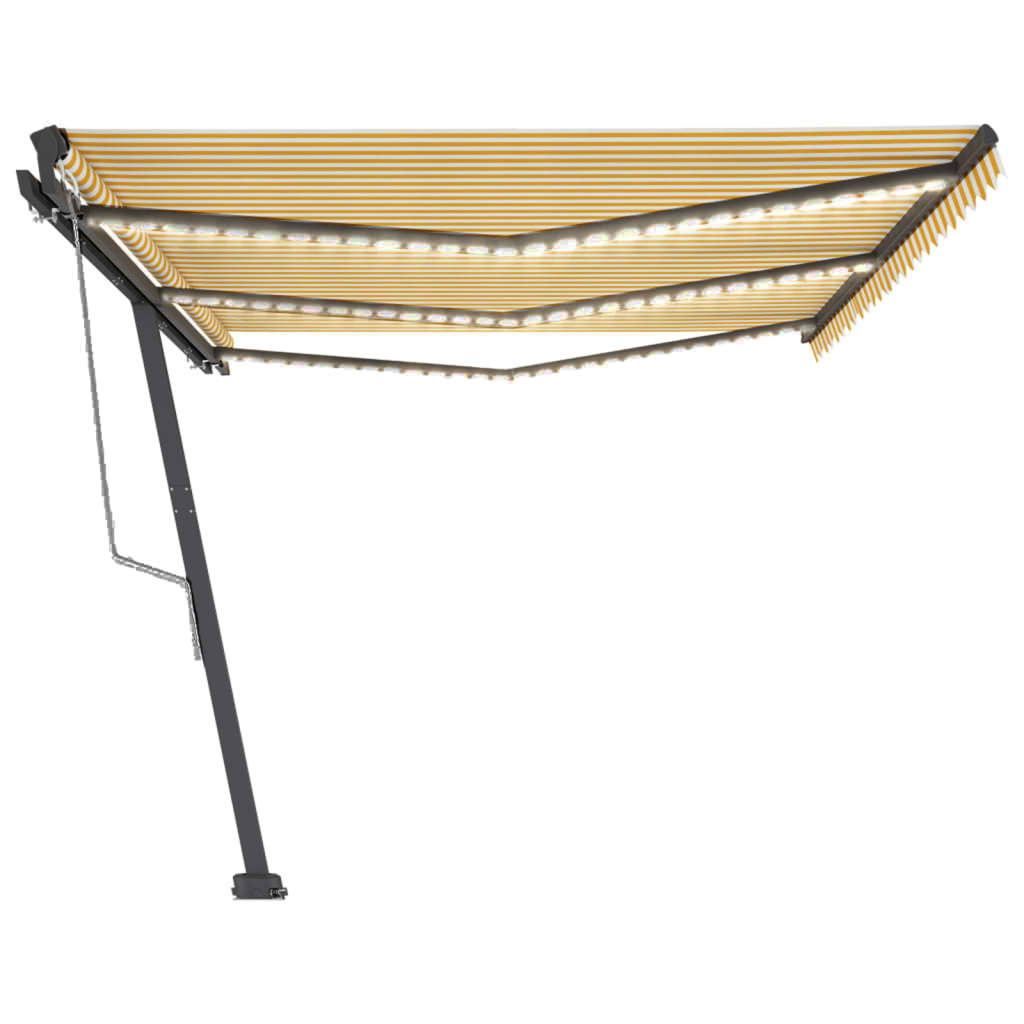 Toldo automático LED e sensor de vento 600x300cm amarelo/branco