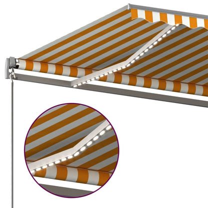 Toldo automático LED e sensor de vento 600x300cm amarelo/branco