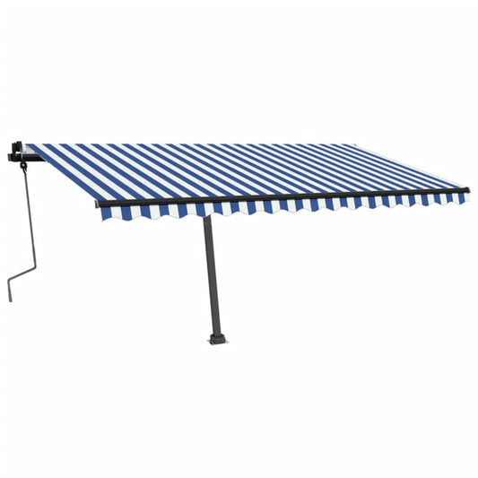Toldo retrátil manual independente 400x350 cm azul e branco