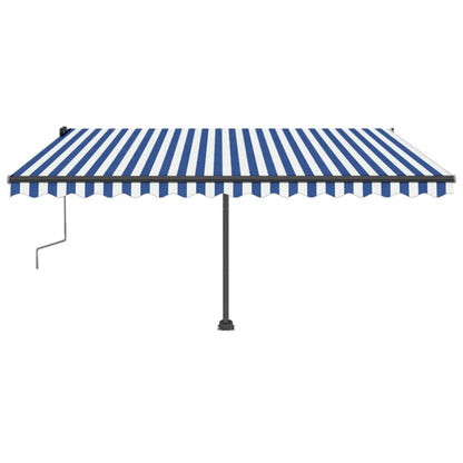 Toldo retrátil manual independente 400x350 cm azul e branco