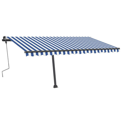 Toldo retrátil manual com LED 400x350 cm azul e branco
