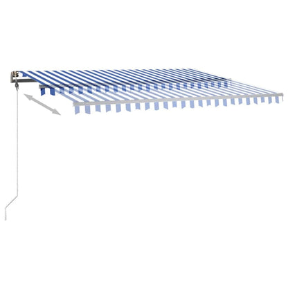 Toldo retrátil manual com LED 400x350 cm azul e branco