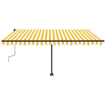 Toldo retrátil manual com LED 400x350 cm amarelo e branco