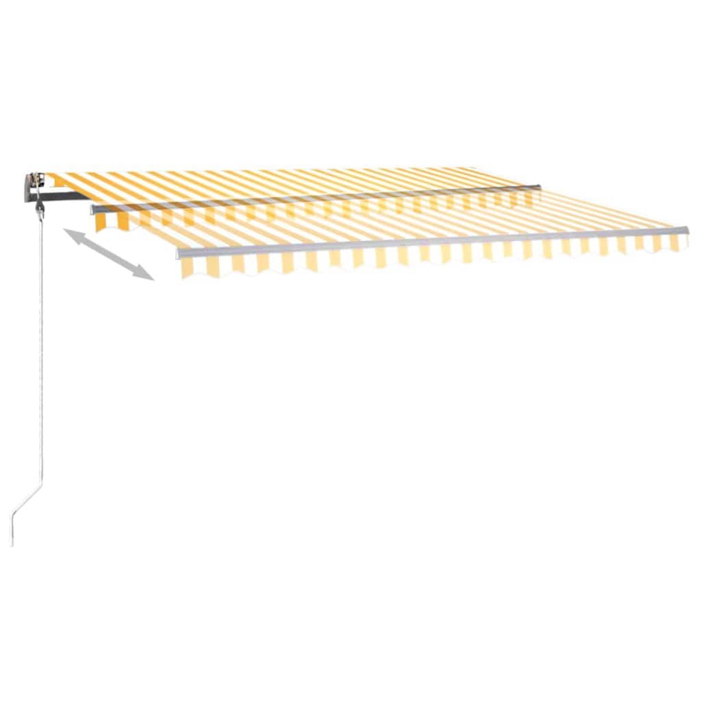 Toldo retrátil manual com LED 400x350 cm amarelo e branco