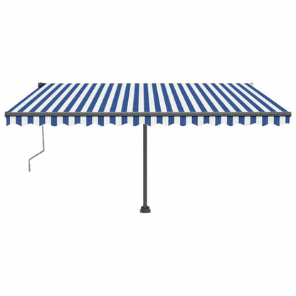 Toldo automático LED e sensor de vento 400x350 cm azul e branco
